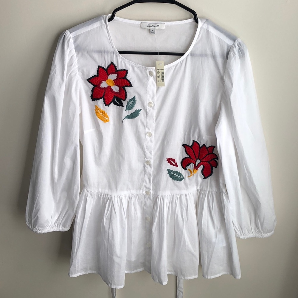 Madewell Embroidered BabyDoll Shirt